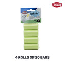 Dog poop bags, lemon scent, 4 rolls of 20 bags, Yellow
