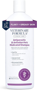 Veterinary Formula Clinical Care Antiparasitic & Antiseborrheic Medicated Dog Shampoo | Coal Tar & Salicylic Acid | Paraben & Soap-Free | 473 ml